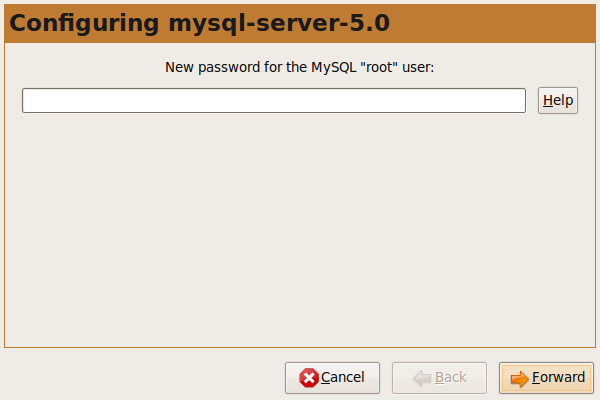 MySQL Debconf Screen